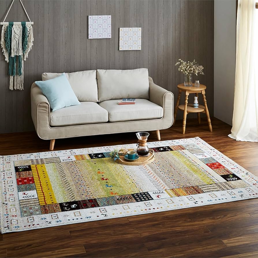 ギャッベ柄 ラグ イビサ 160x230cm アイボリー